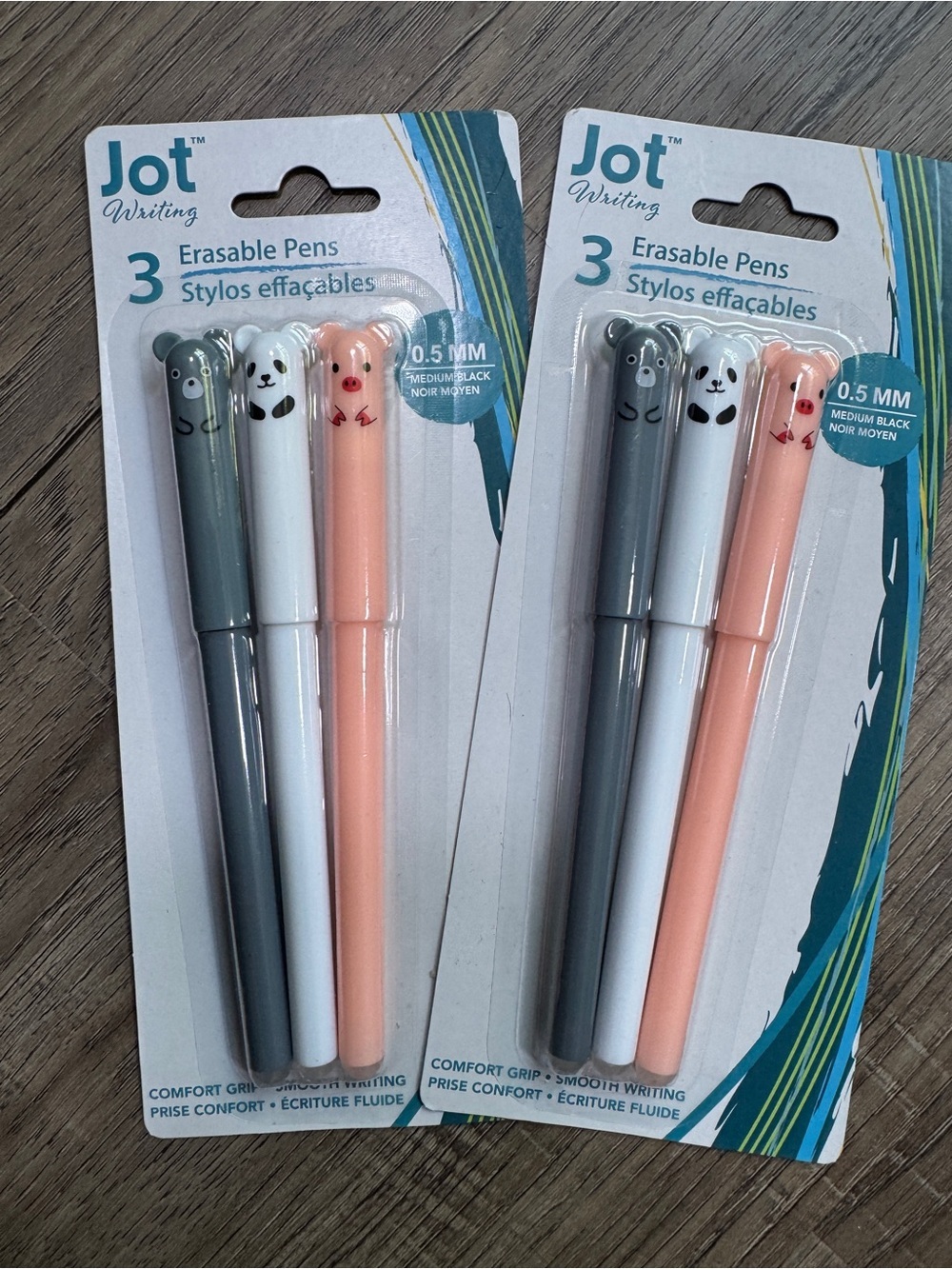 Jot Writing 3-Pack Erasable Pens - Gray, White, Peach - Medium, Black Ink